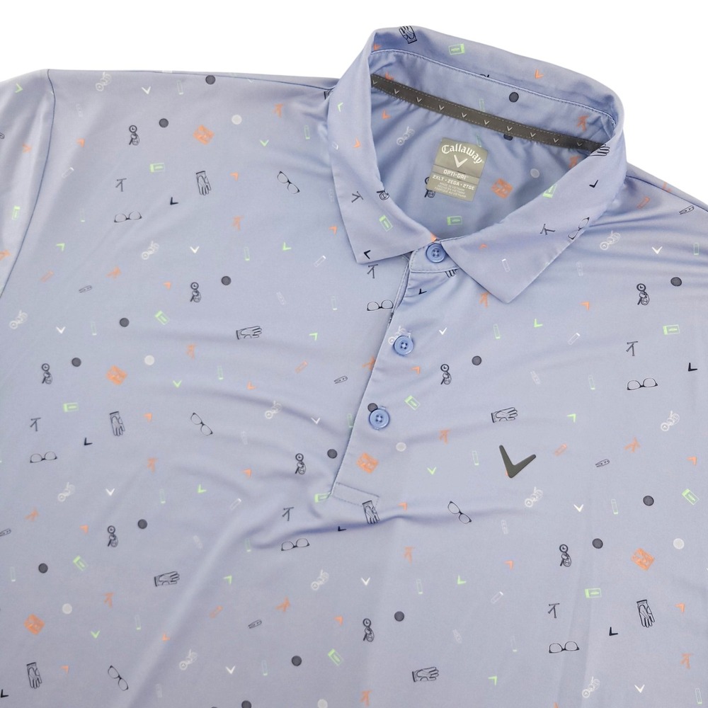 Callaway Opti-Dri Polo Shirt Mens 2XLT Tall Purple Golf Print Stretch Top